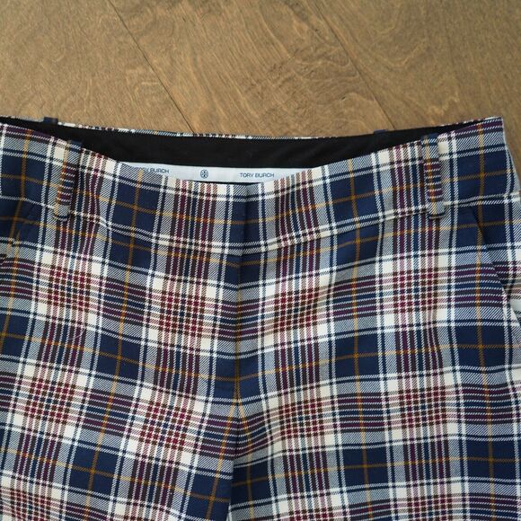Tory Burch Garrett Plaid Crop Flare Pant Size 4 - Picture 7 of 11